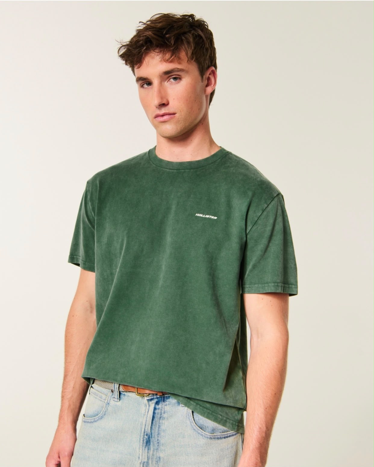 Hollister - Relaxed HeavyWeight Cotton Logo Crew T Shirt