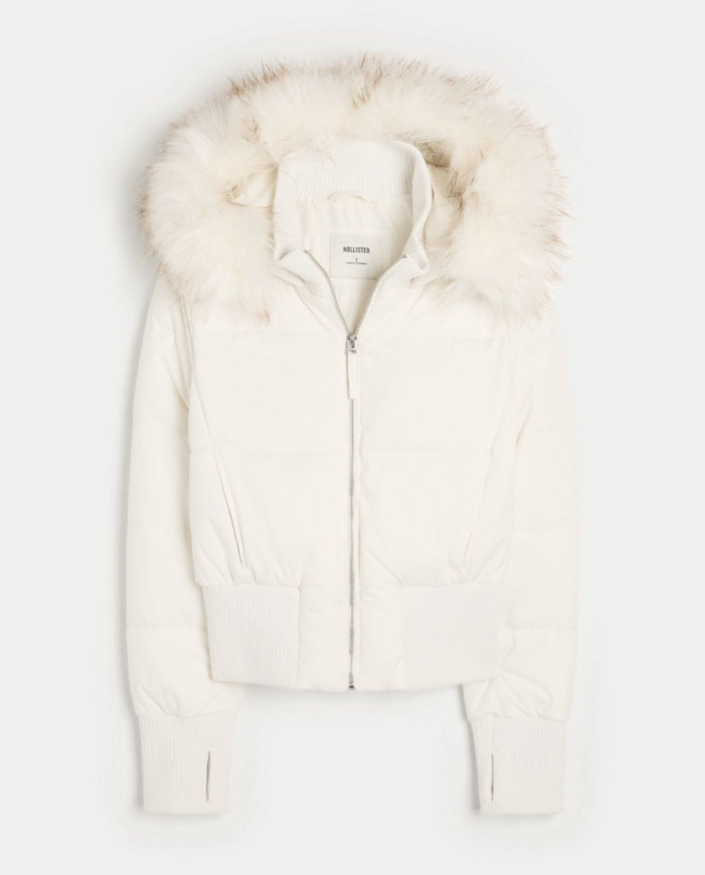 Hollister - Faux Fur Trim Puffer Bomber Jacket