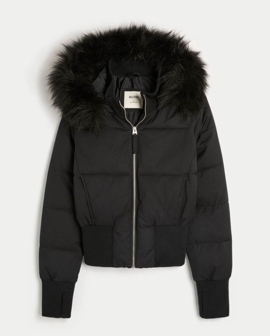 Hollister - Faux Fur Trim Puffer Bomber Jacket