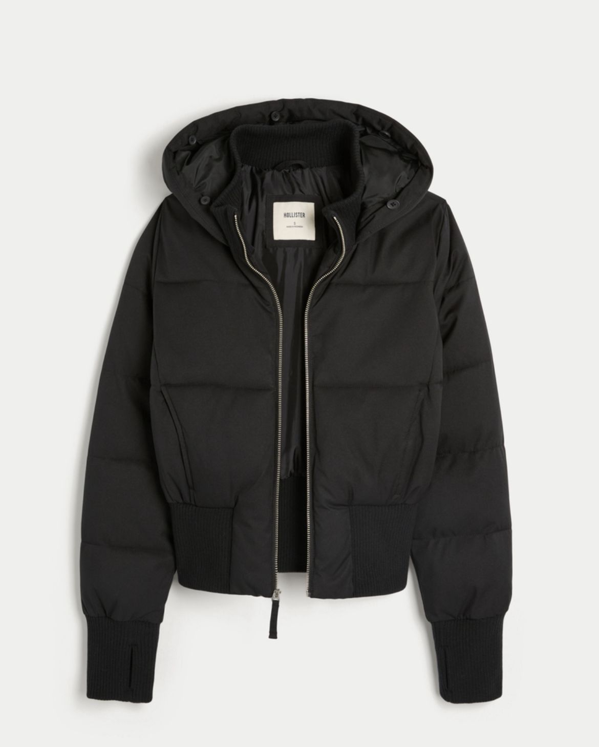 Hollister - Faux Fur Trim Puffer Bomber Jacket