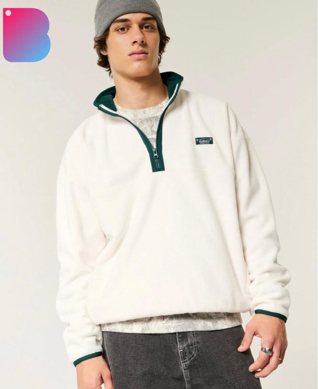 hollister - Thermal Fleece Mock Neck sweatshirt IMMEDIATE