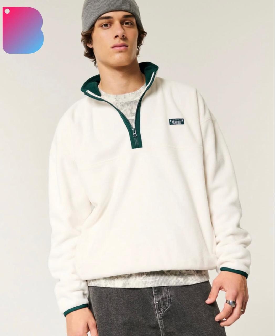 hollister - Thermal Fleece Mock Neck sweatshirt IMMEDIATE - Brandatak Store