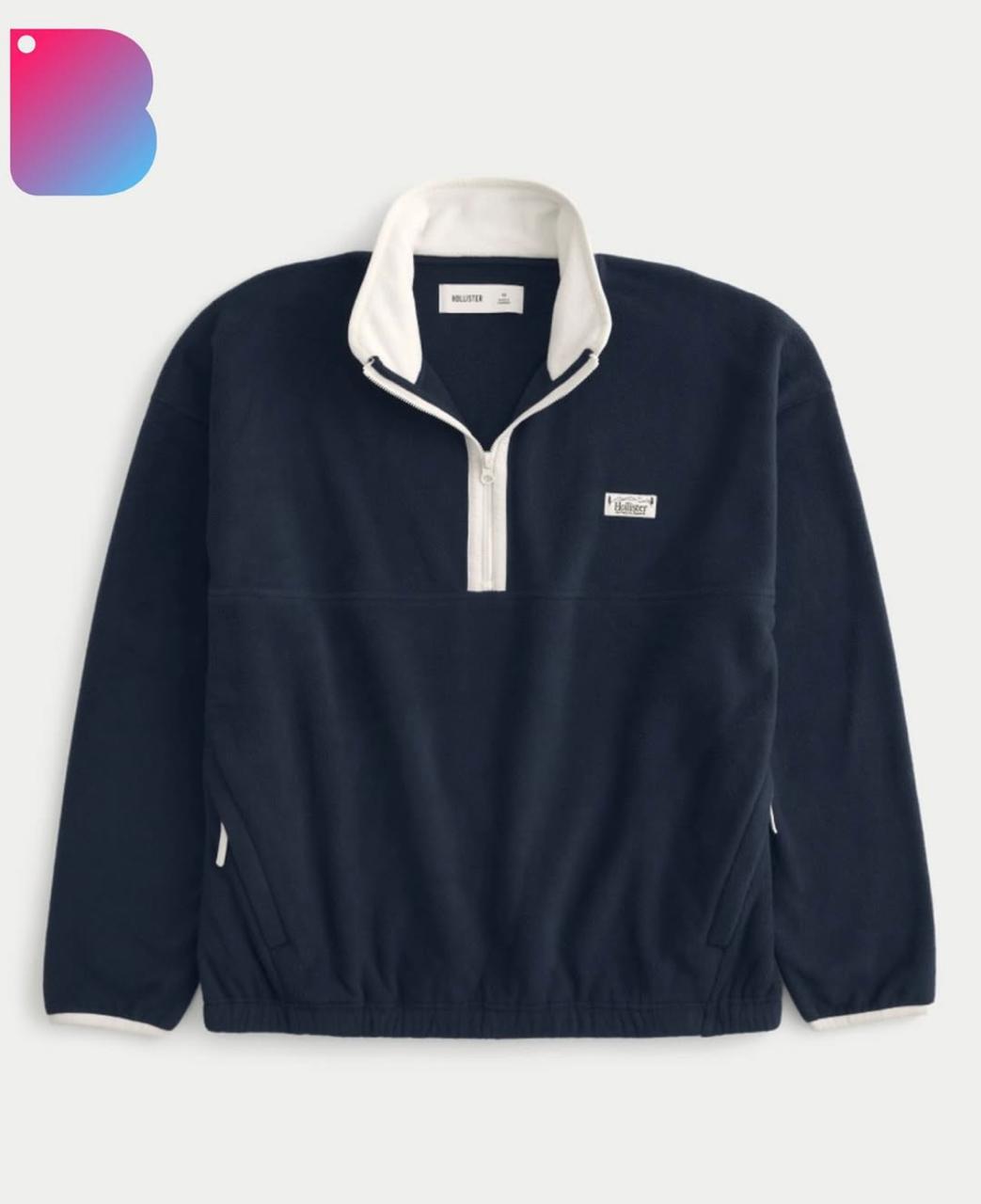 hollister - Thermal Fleece Mock Neck sweatshirt IMMEDIATE - Brandatak Store