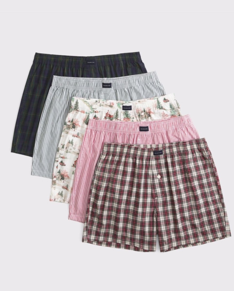 Abercrombie & Fitch - 5 - Pack Woven Logo Boxers - Brandatak Store