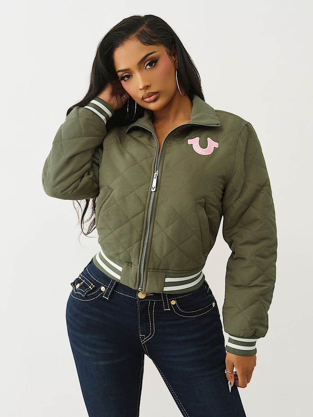 TRUE RELIGION - HORSESHOE QUILTED BOMBER JACKET