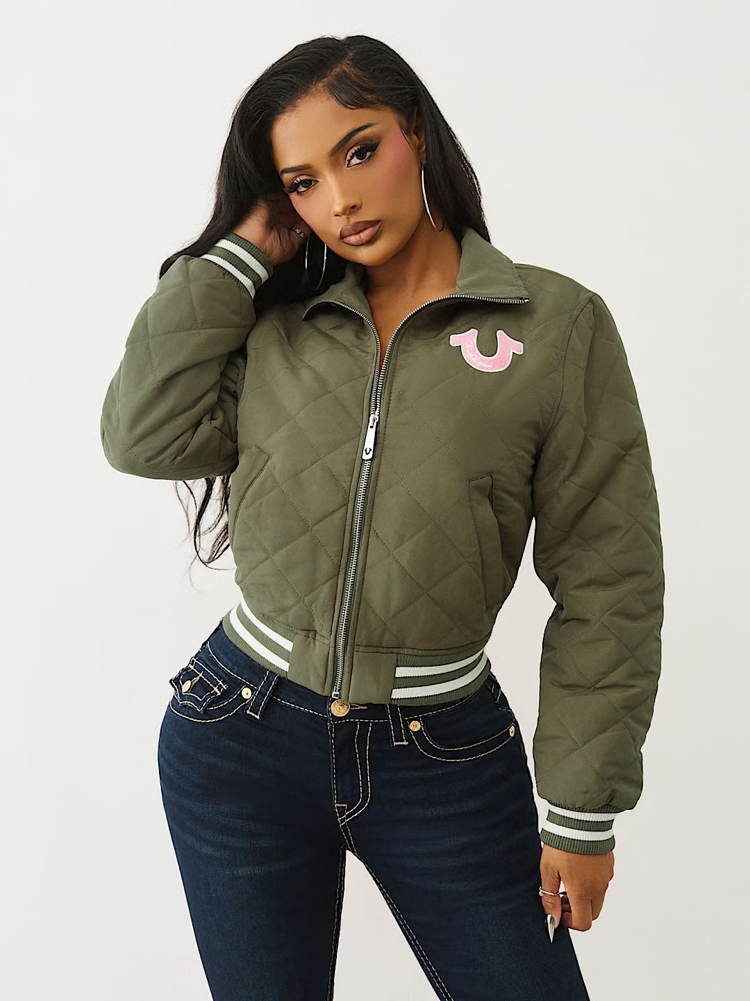 TRUE RELIGION - HORSESHOE QUILTED BOMBER JACKET