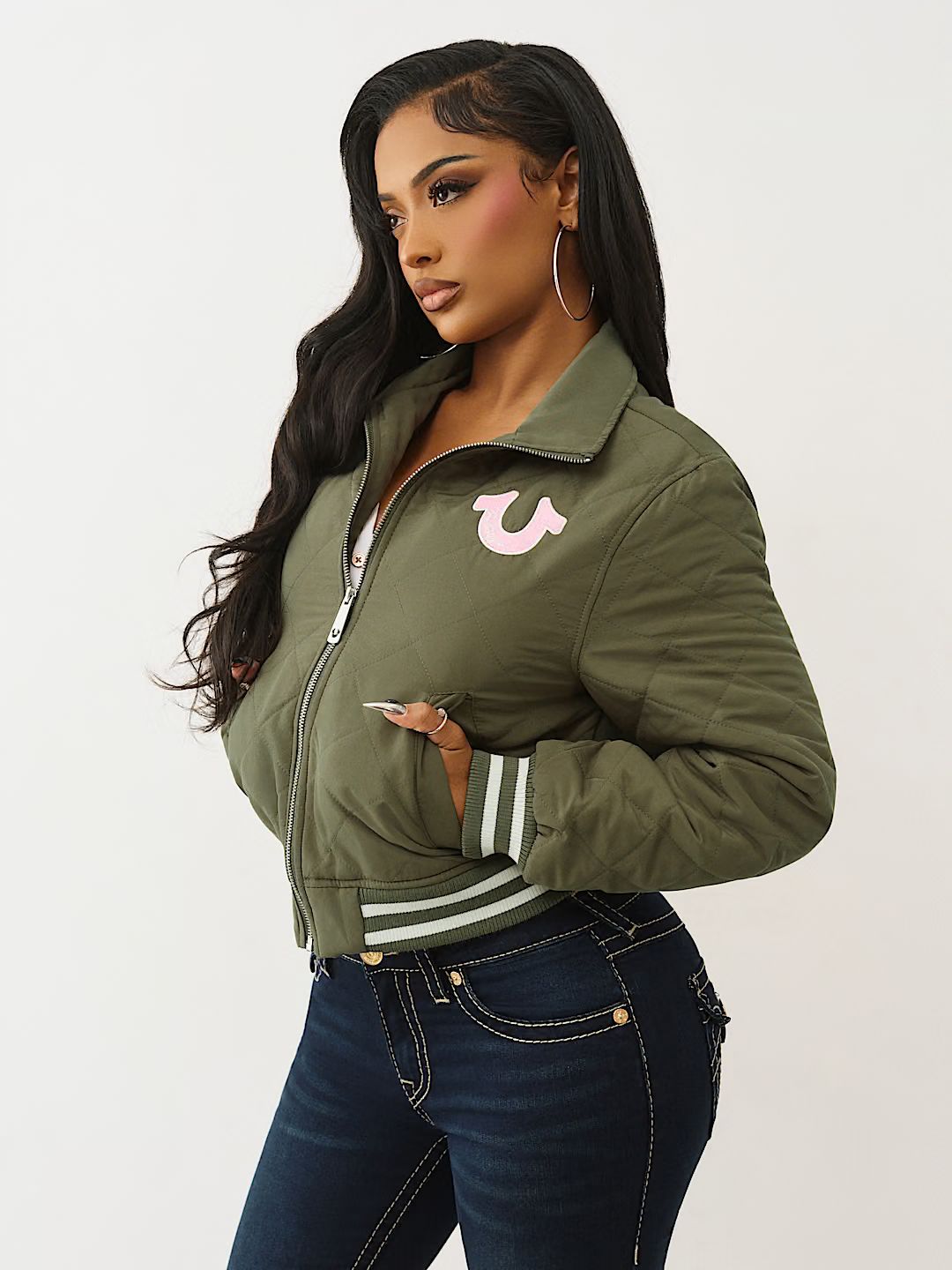 TRUE RELIGION - HORSESHOE QUILTED BOMBER JACKET