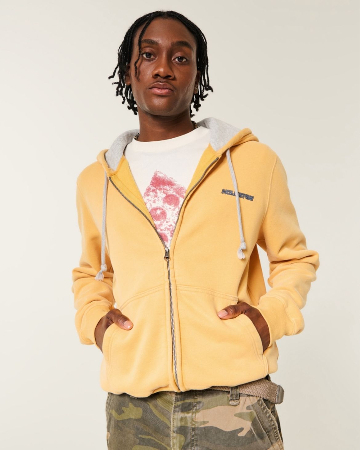 Hollister - Zip-Up Logo Graphic Hoodie