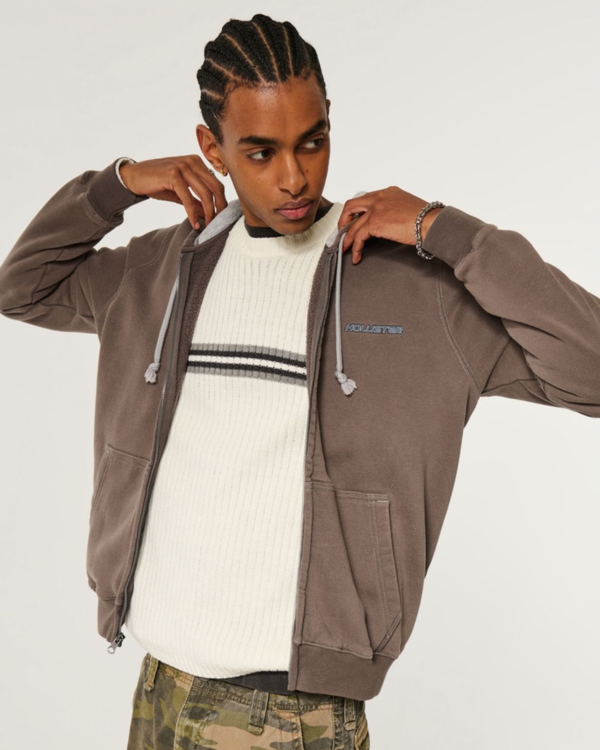 Hollister - Zip-Up Logo Graphic Hoodie