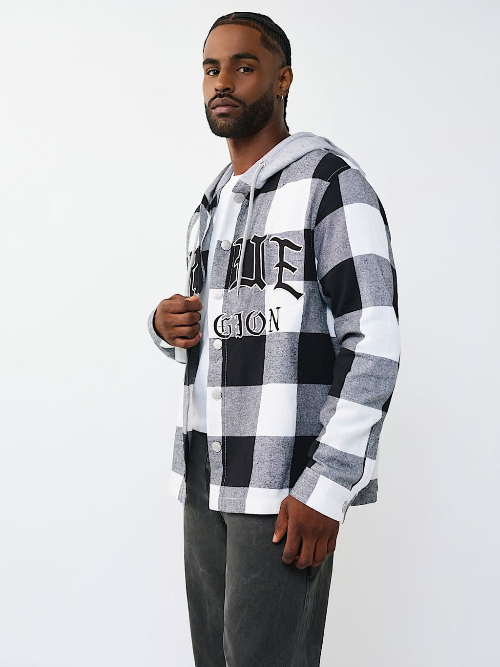 TRUE RELIGION - HOODED FLANNEL SHIRT