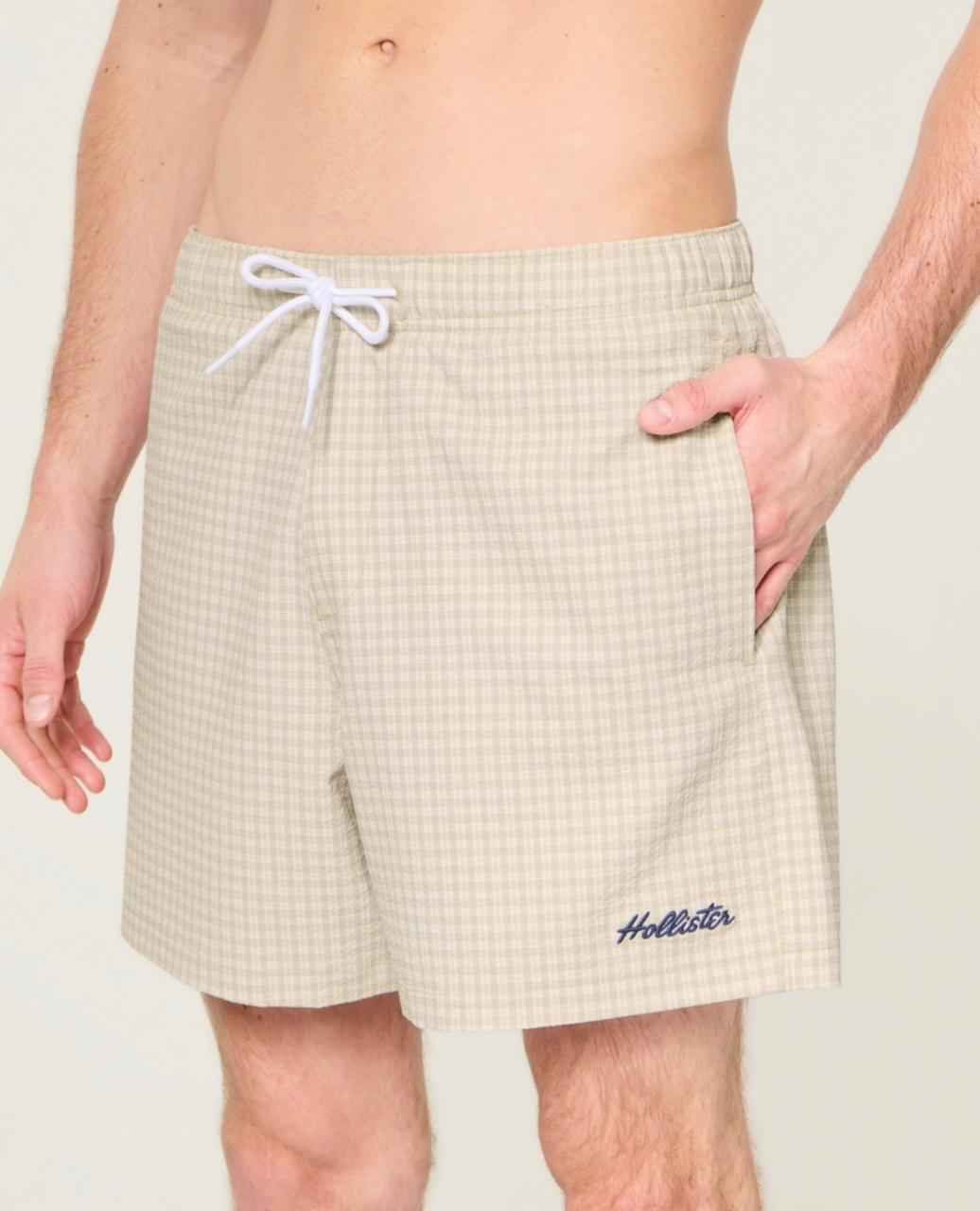 Hollister - Mid-Thigh Seersucker Swim Trunks