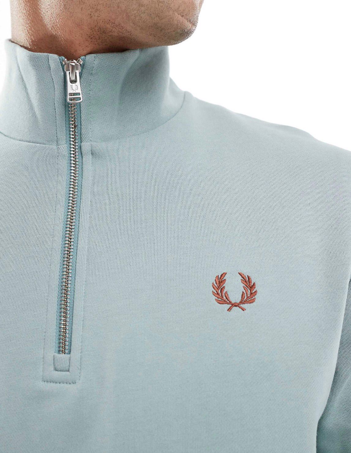 Fred Perry - Half Zip Sweatshirt In Ice Blue IMMEDIATE