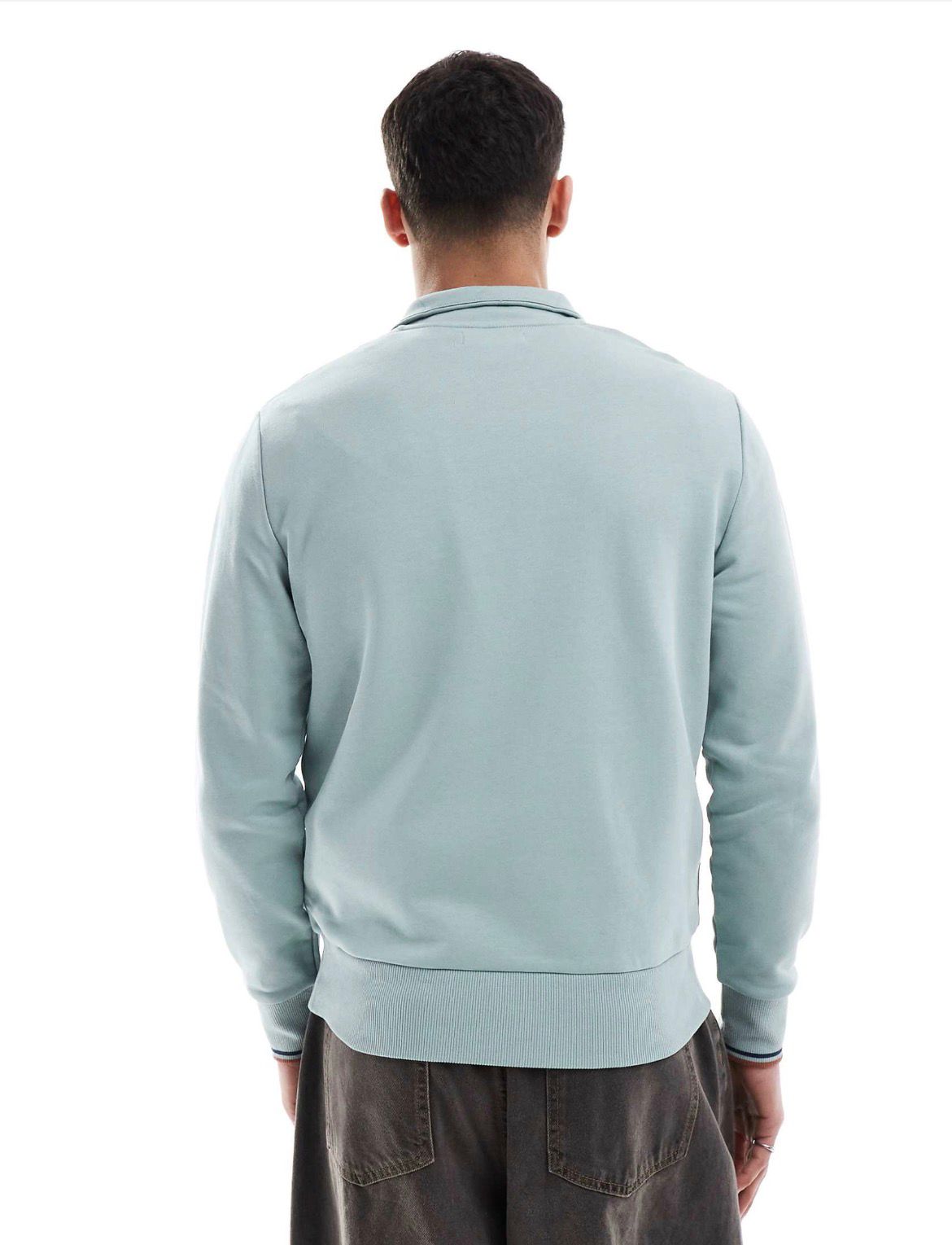 Fred Perry - Half Zip Sweatshirt In Ice Blue IMMEDIATE