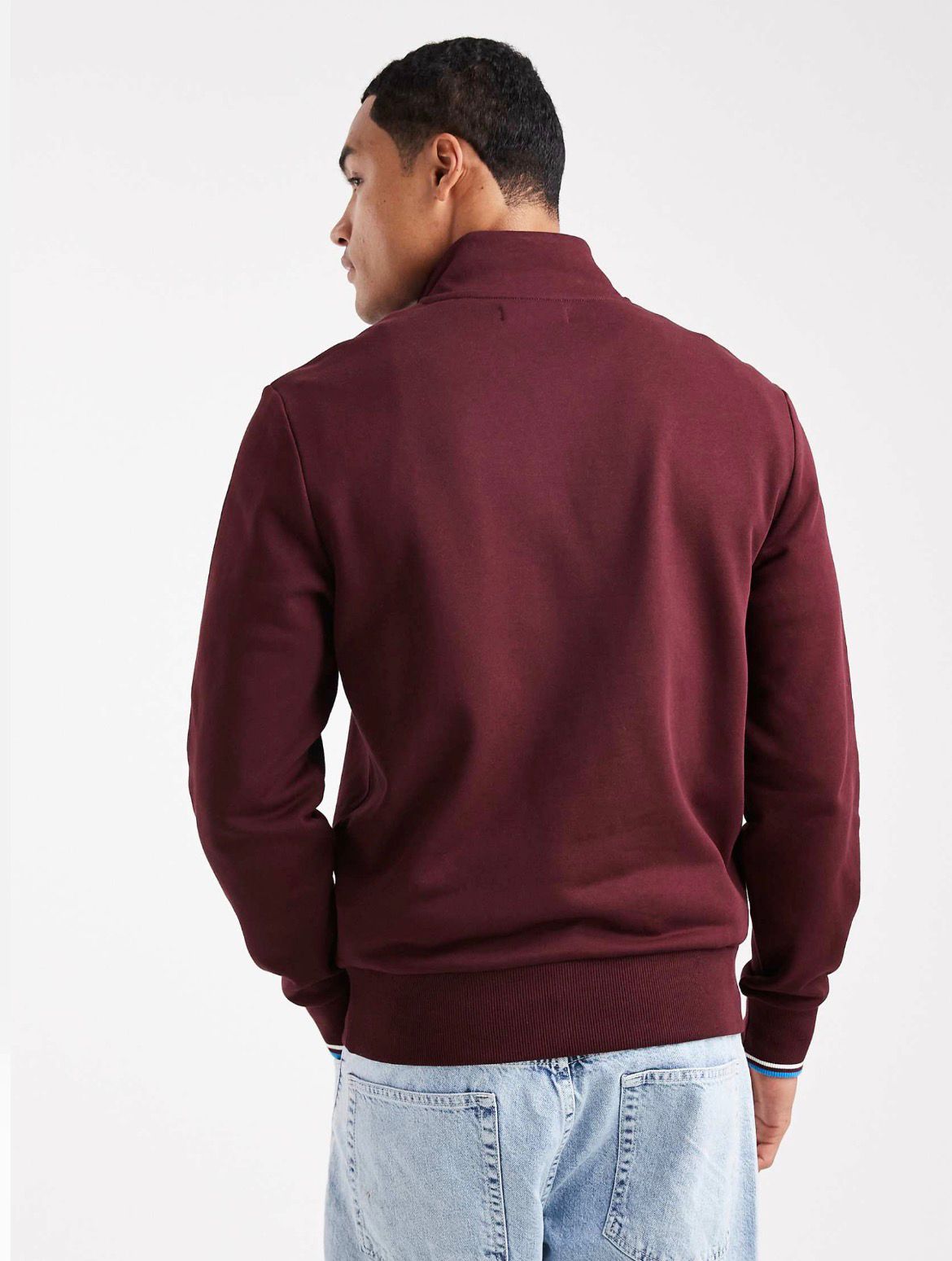 Fred Perry - Half Zip Sweatshirt In Burgundy IMMEDIATE