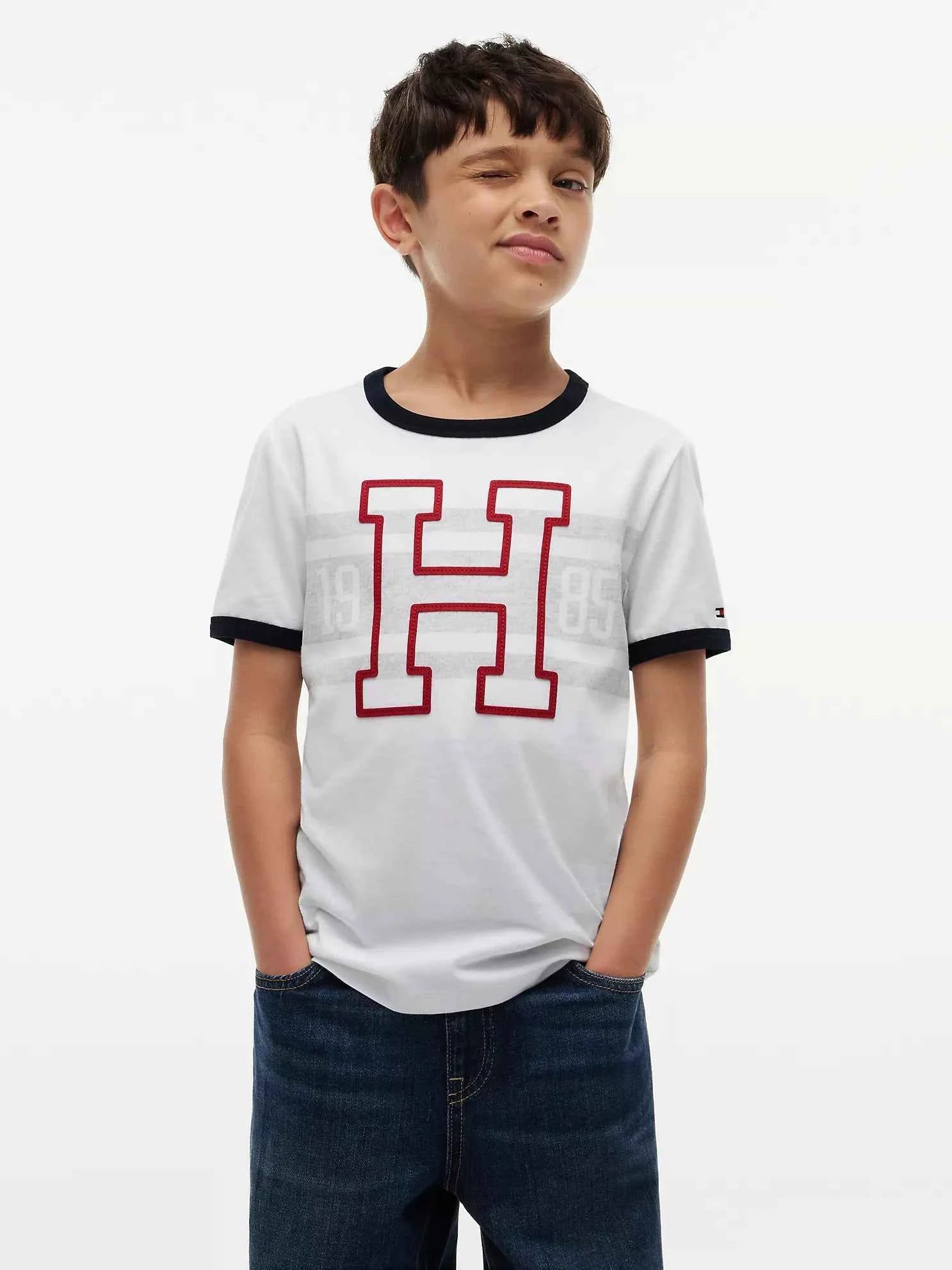 Tommy Hilfiger - Logo Kids' Varsity Stripe Logo T-Shirt