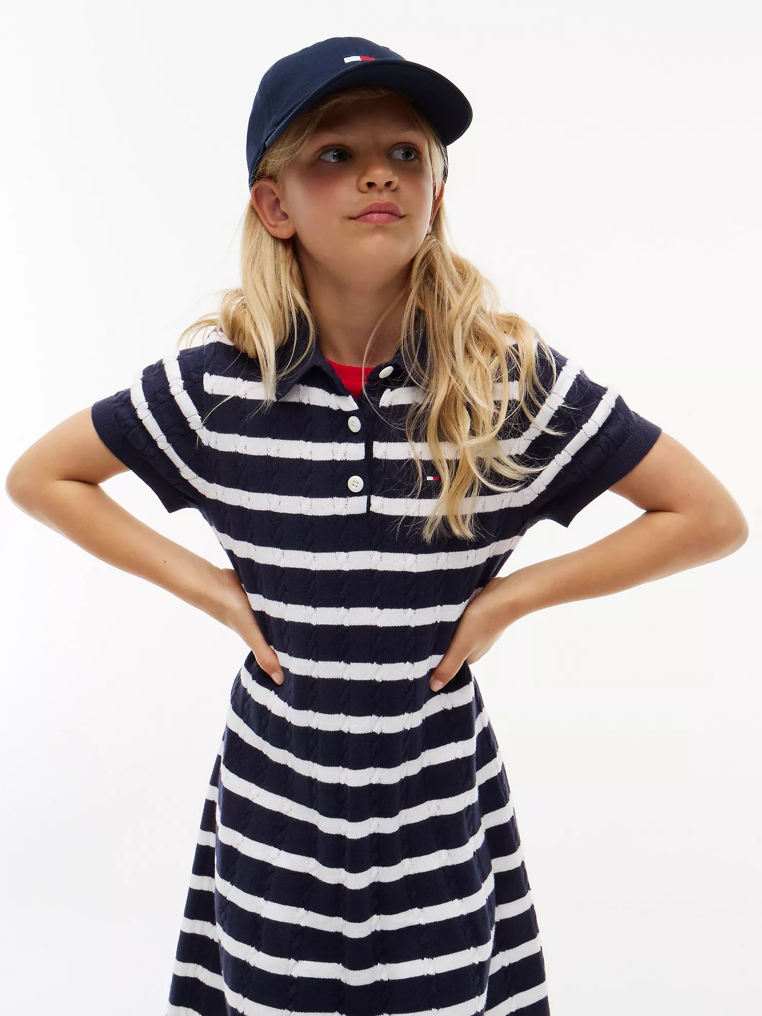 Tommy Hilfiger - Kids' Stripe Cable Knit Polo Dress
