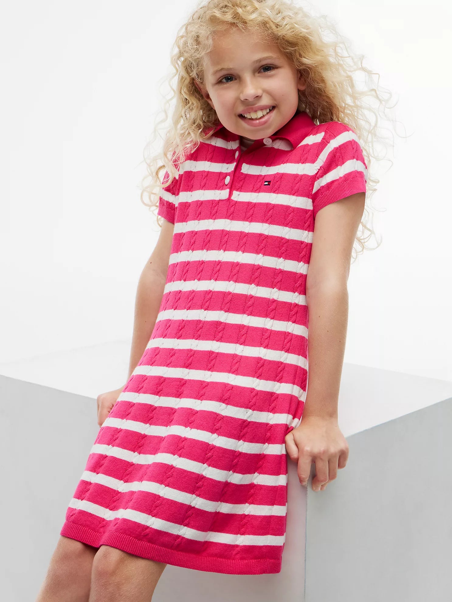 Tommy Hilfiger - Kids' Stripe Cable Knit Polo Dress