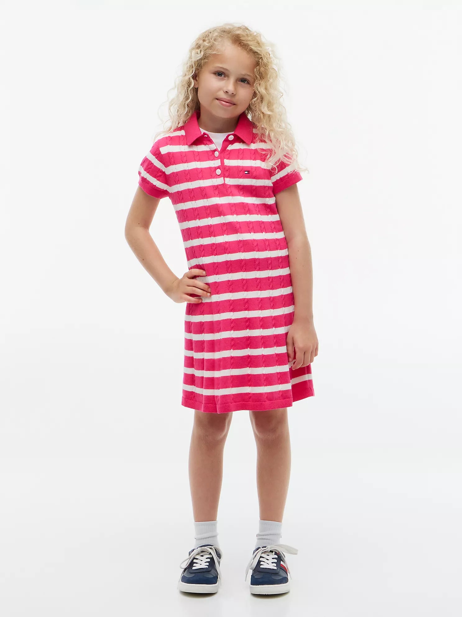 Tommy Hilfiger - Kids' Stripe Cable Knit Polo Dress