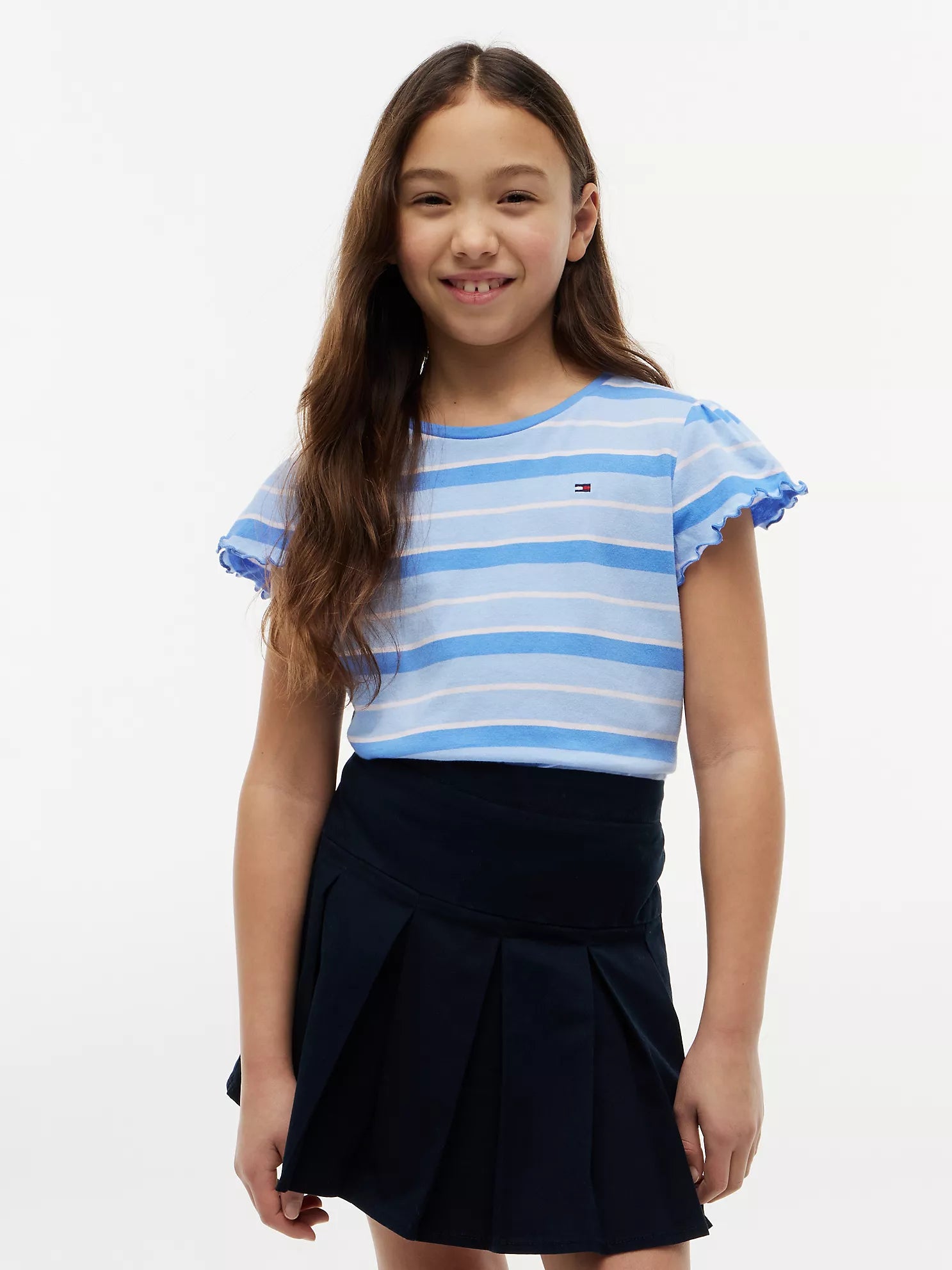 Tommy Hilfiger - Kids' Stripe Lettuce-Trim Sleeve T-Shirt