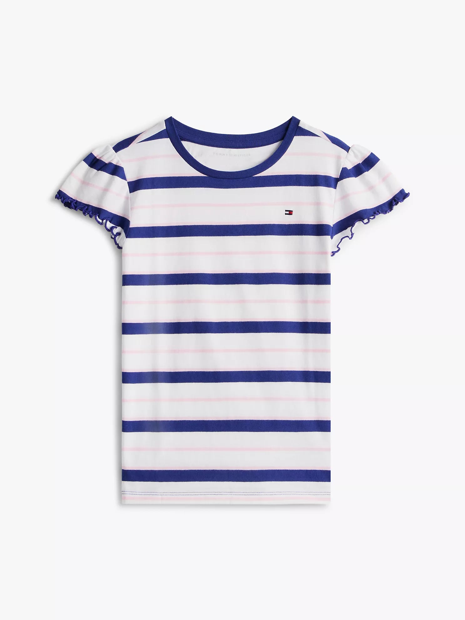 Tommy Hilfiger - Kids' Stripe Lettuce-Trim Sleeve T-Shirt