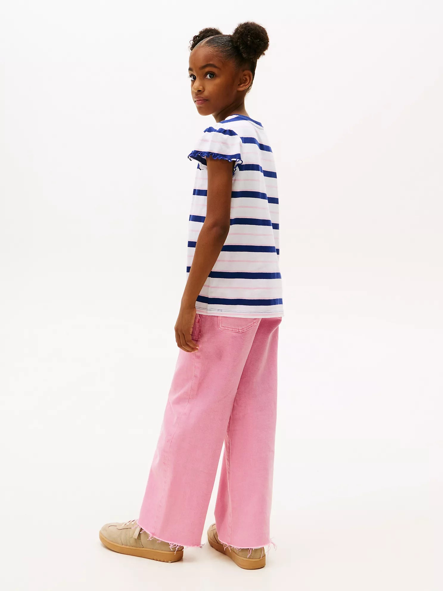 Tommy Hilfiger - Kids' Stripe Lettuce-Trim Sleeve T-Shirt