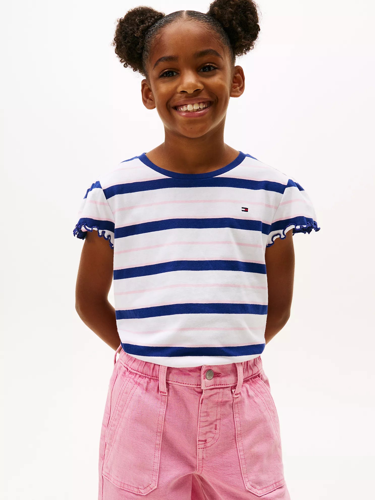 Tommy Hilfiger - Kids' Stripe Lettuce-Trim Sleeve T-Shirt