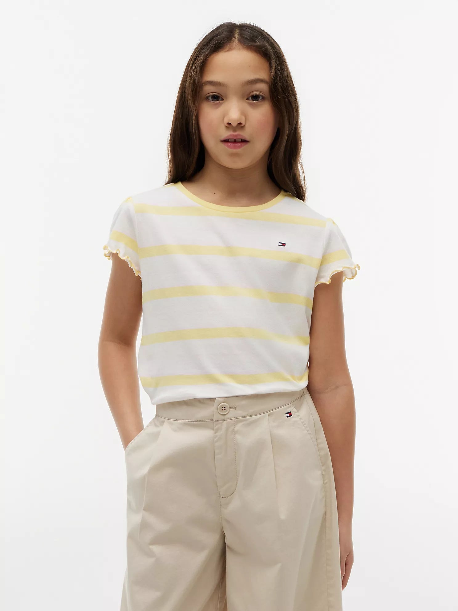 Tommy Hilfiger - Kids' Stripe Lettuce-Trim Sleeve T-Shirt