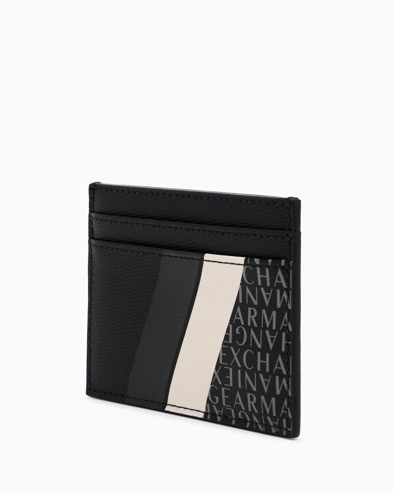Armani Exchange - Card holder with monogram and stripes