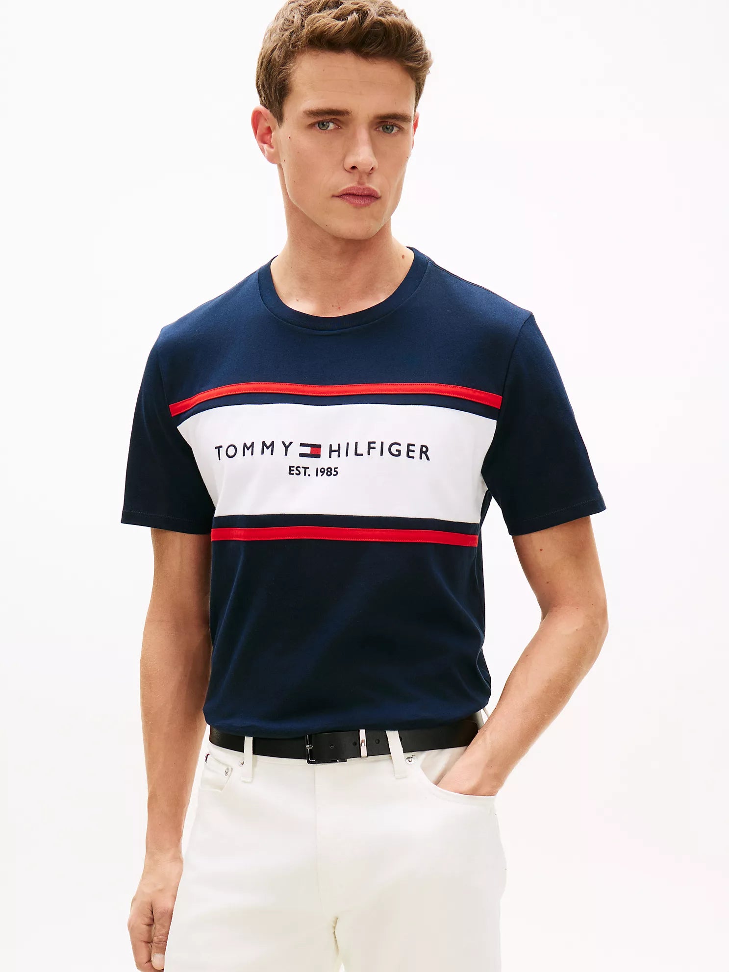Tommy Hilfiger - Hilfiger Block Stripe Logo T-Shirt