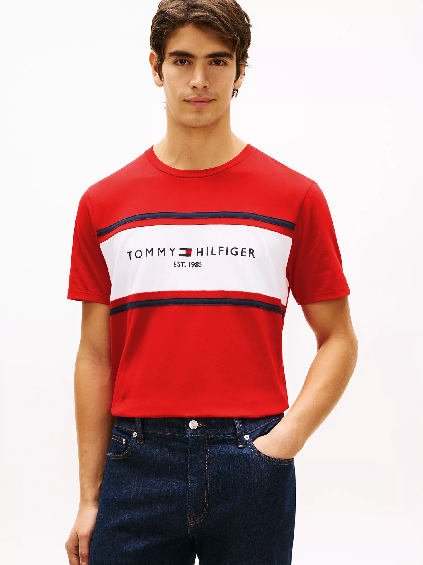 Tommy Hilfiger - Hilfiger Block Stripe Logo T-Shirt