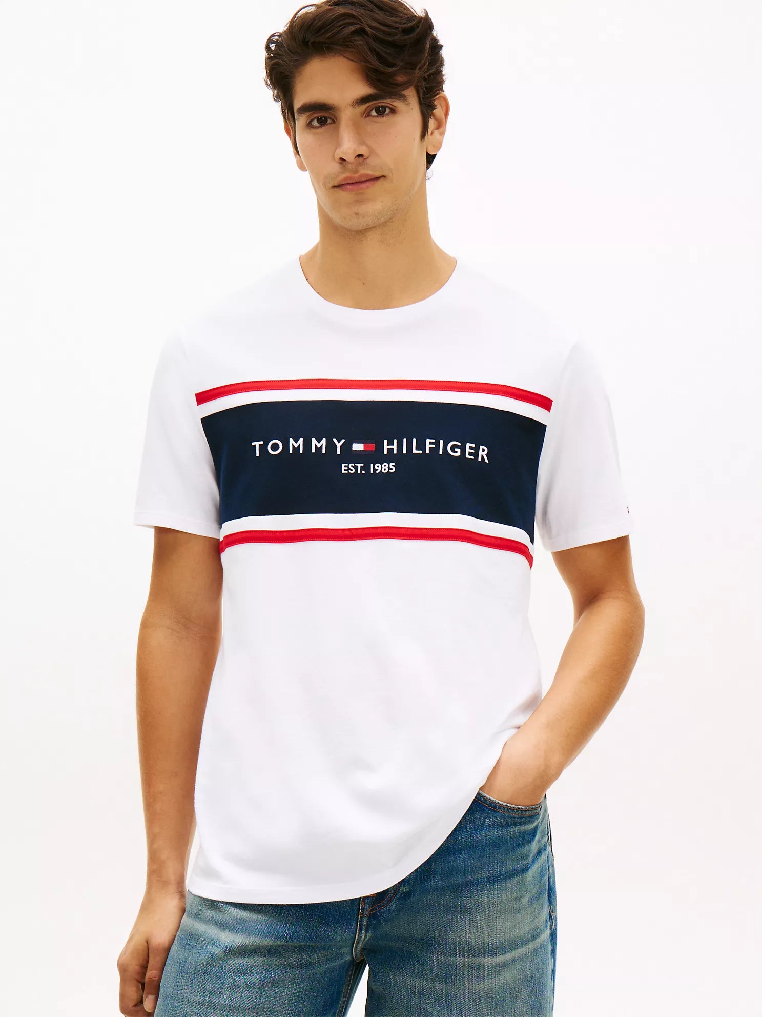 Tommy Hilfiger - Hilfiger Block Stripe Logo T-Shirt