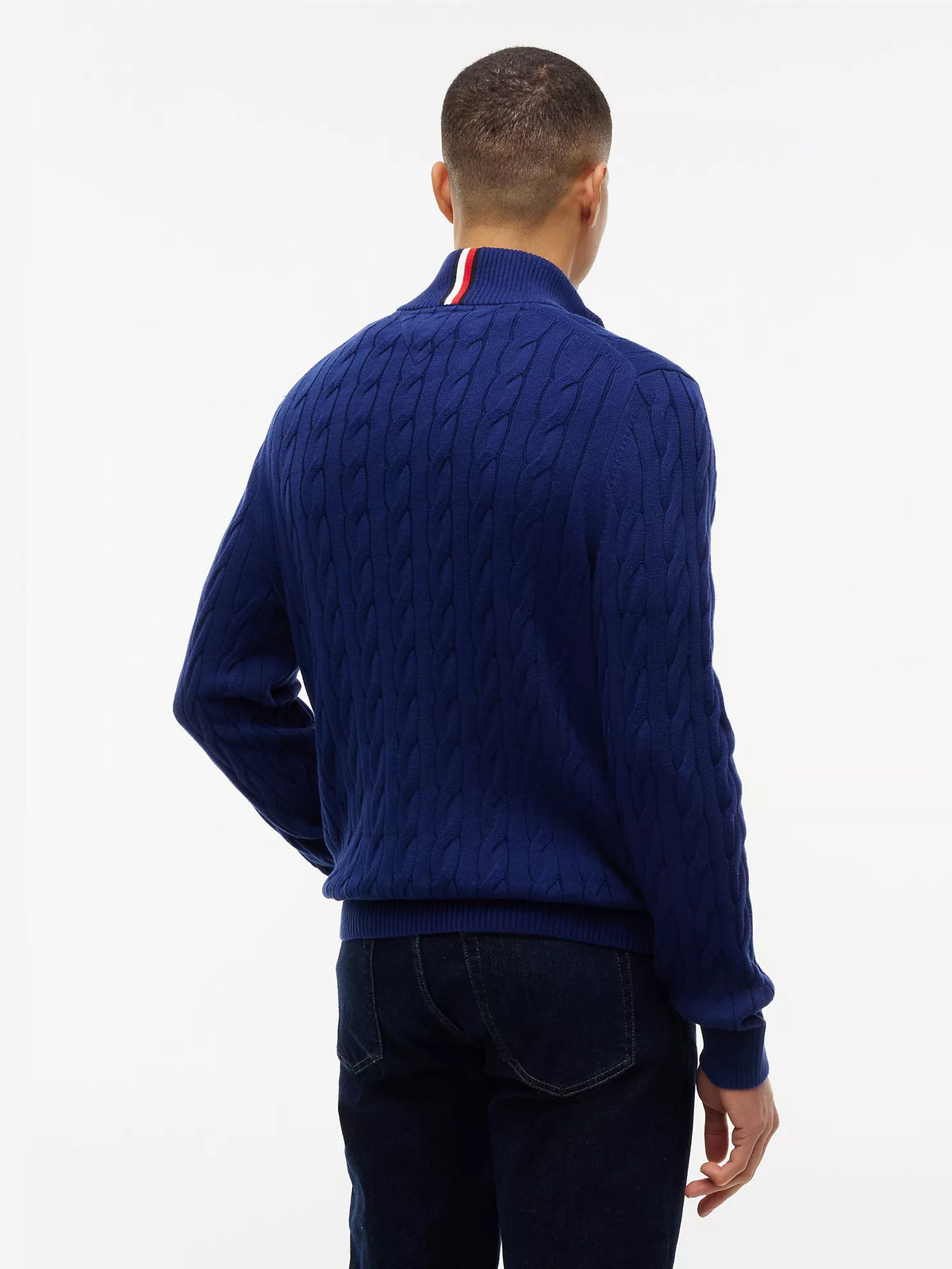 Tommy Hilfiger - Cable Knit Striped Quarter-Zip Sweater