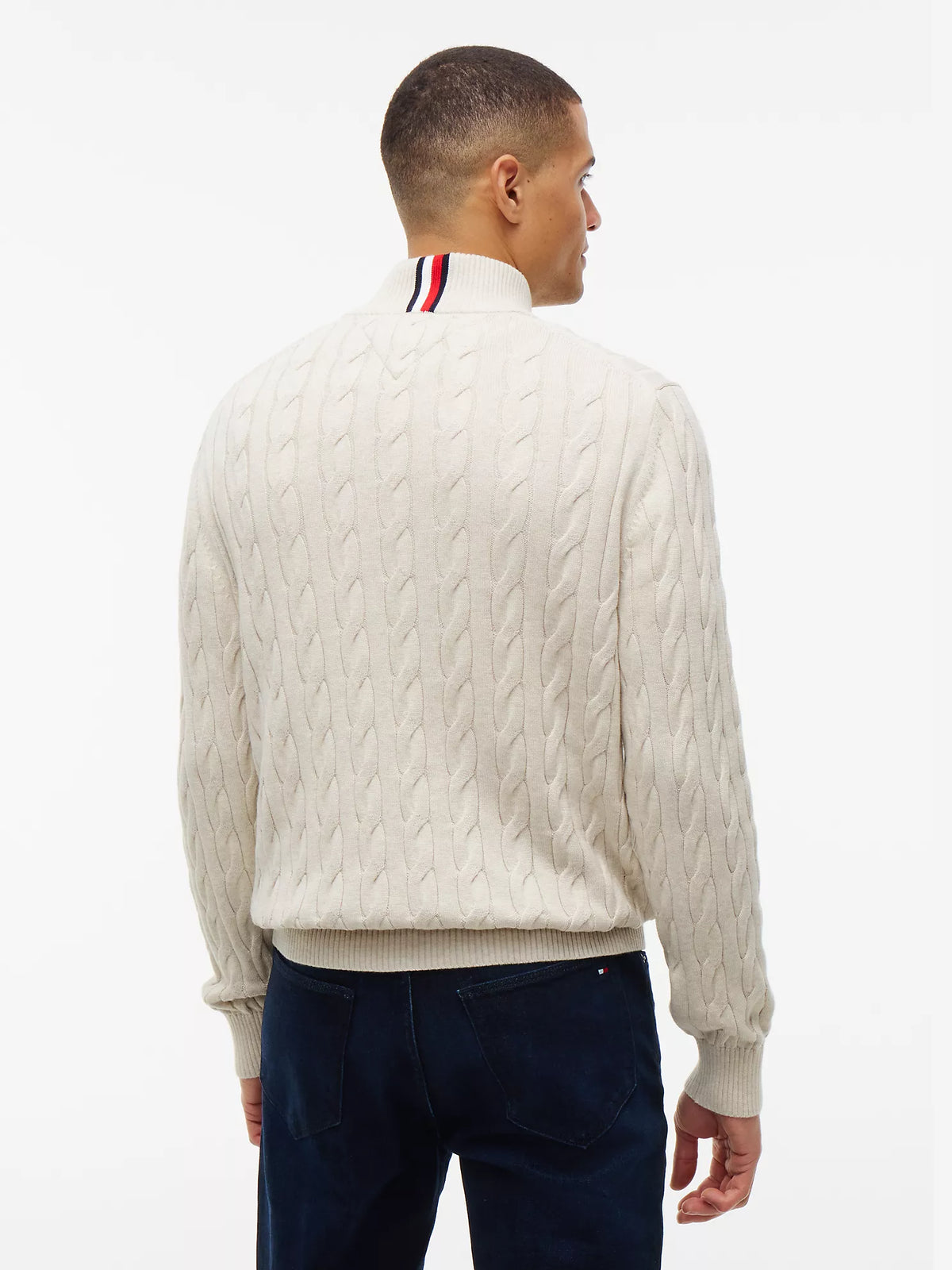 Tommy Hilfiger - Cable Knit Striped Quarter-Zip Sweater
