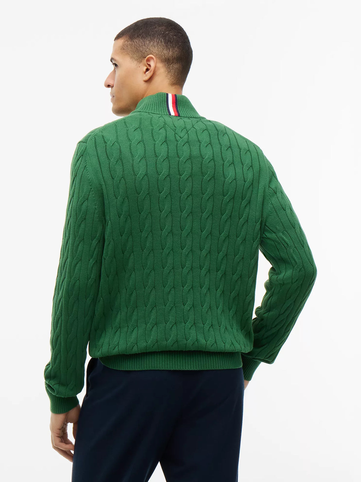 Tommy Hilfiger - Cable Knit Striped Quarter-Zip Sweater