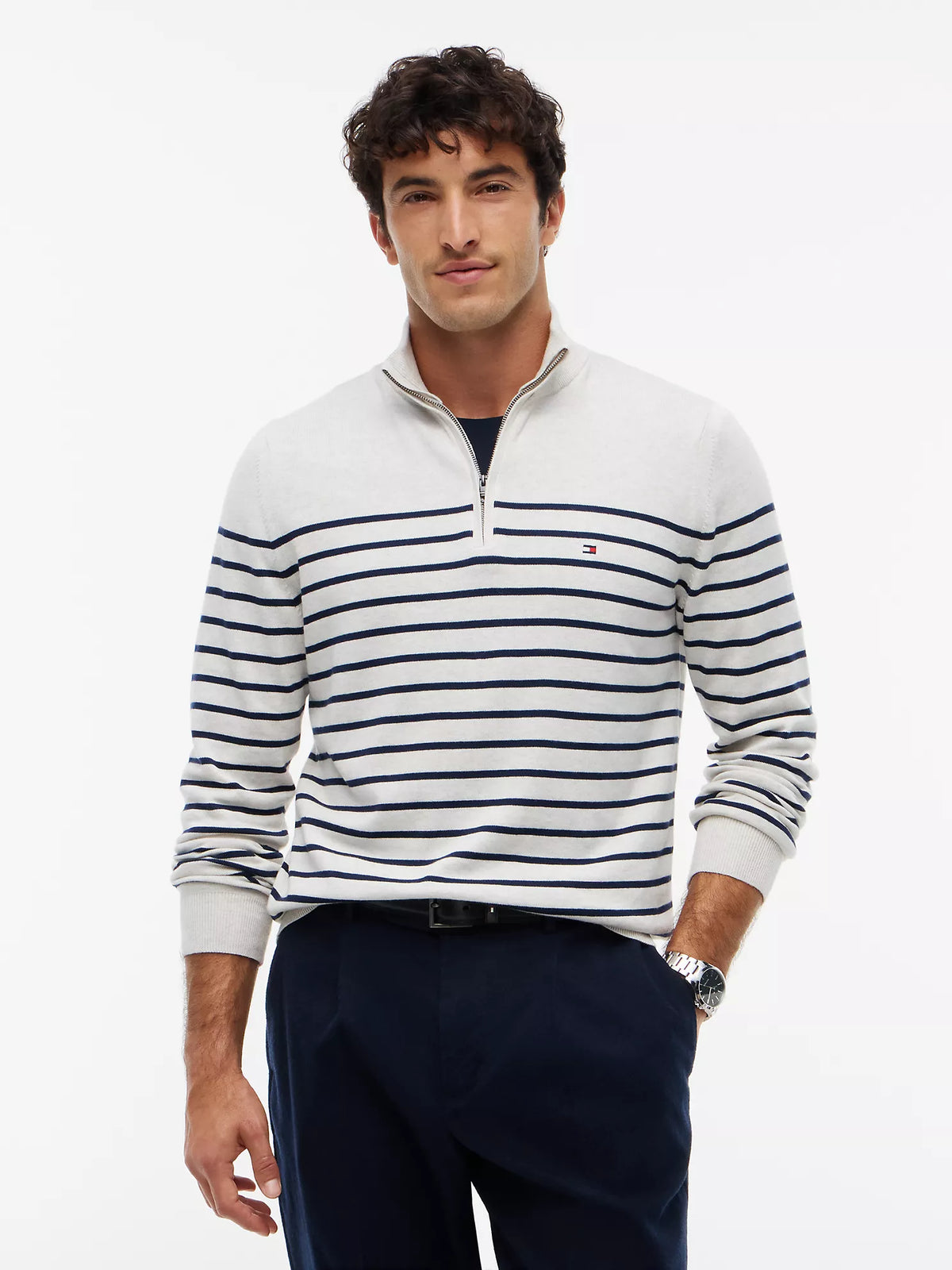 Tommy Hilfiger - Striped Quarter-Zip Sweater