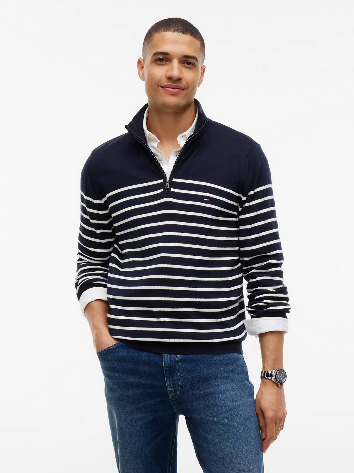 Tommy Hilfiger - Striped Quarter-Zip Sweater