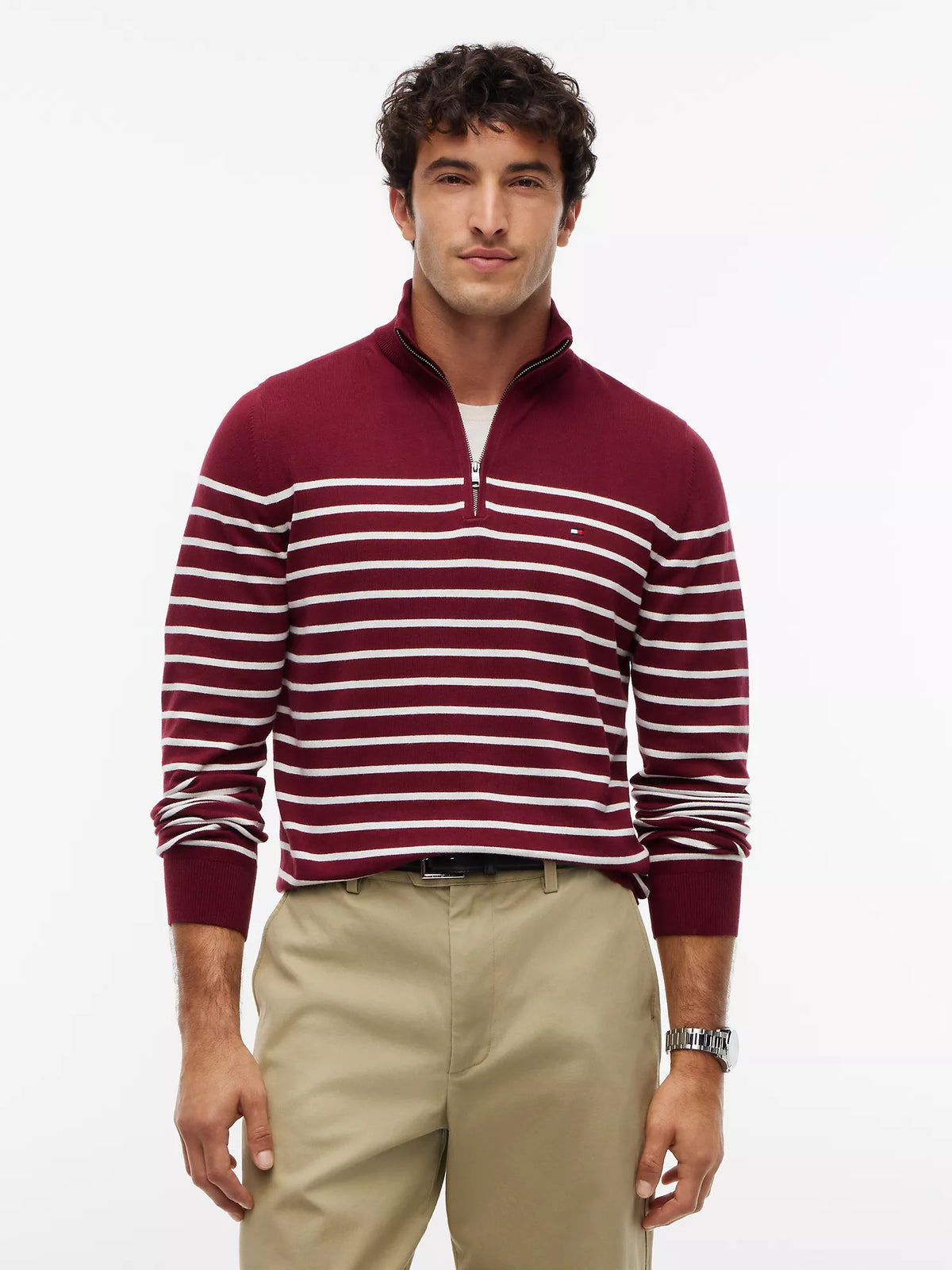 Tommy Hilfiger - Striped Quarter-Zip Sweater