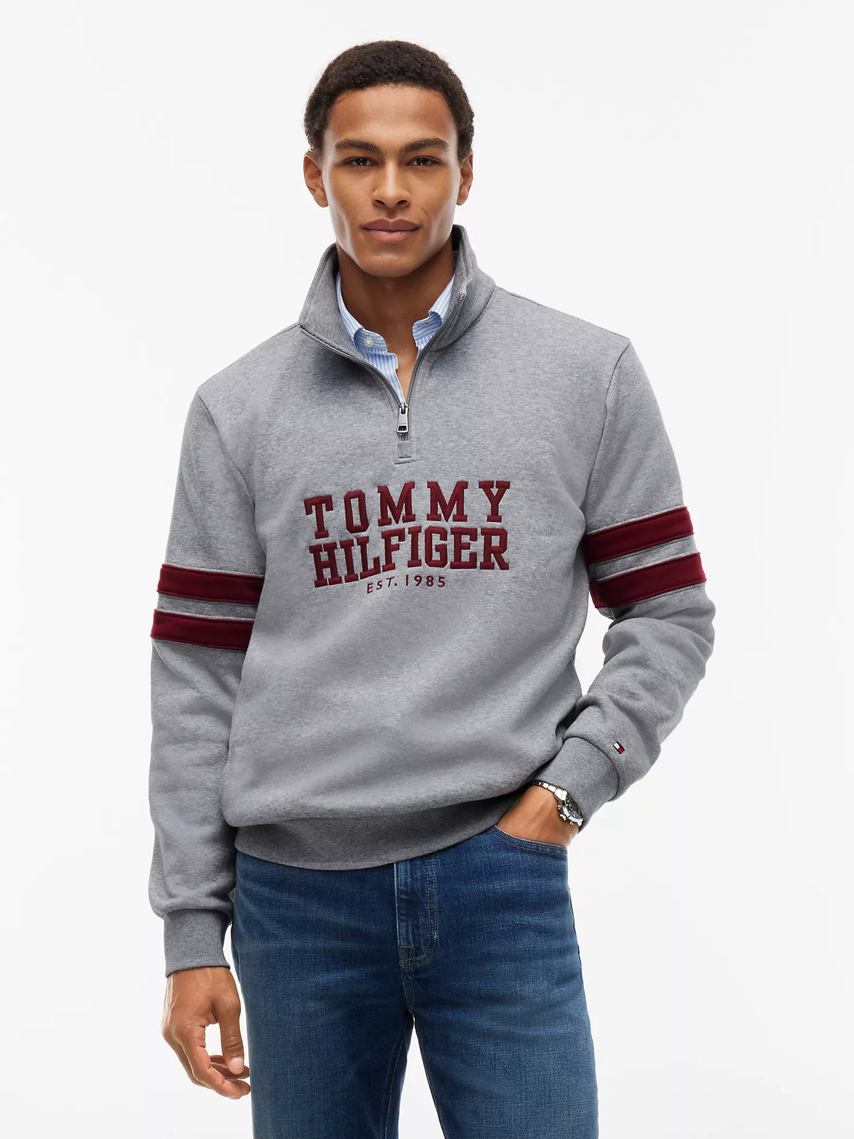 Tommy Hilfiger - Varsity Stripe Quarter-Zip Sweatshirt