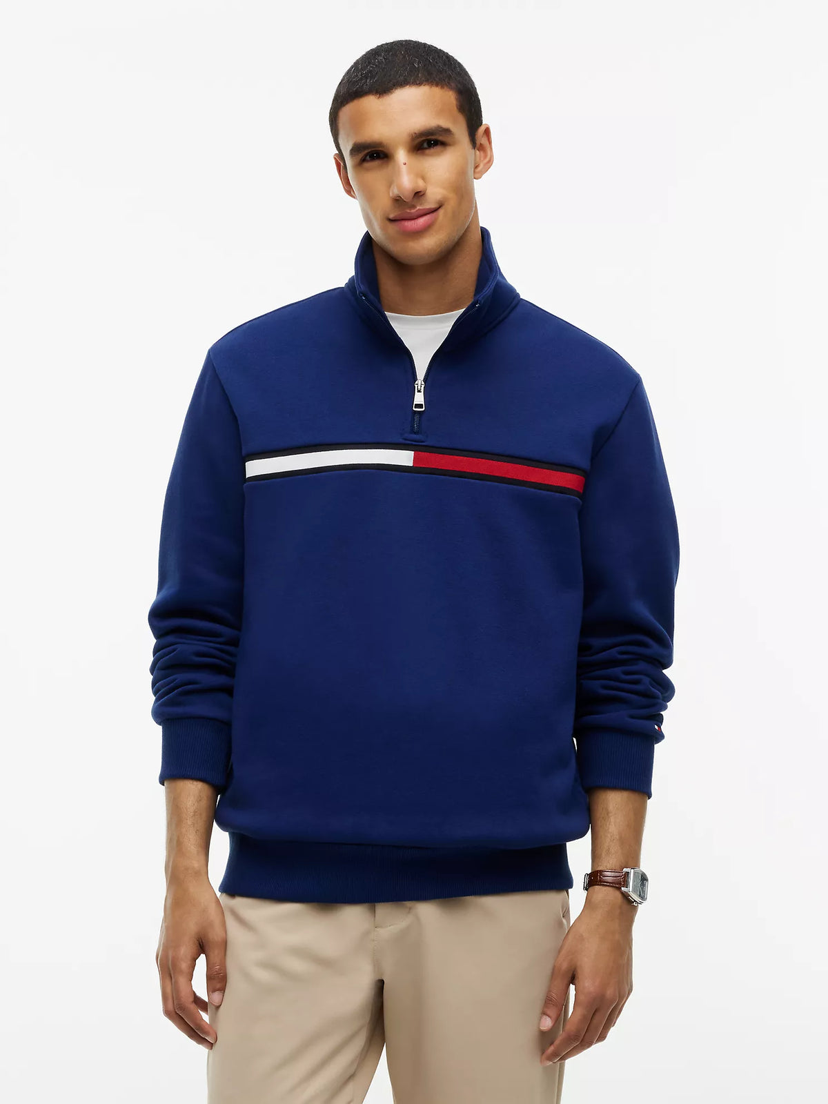 Tommy Hilfiger - Flag Stripe Logo Quarter-Zip Sweatshirt