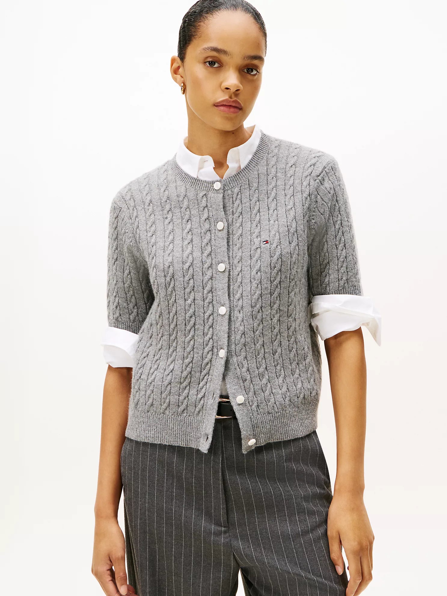 Tommy Hilfiger - Short-Sleeve Cable Knit Cardigan