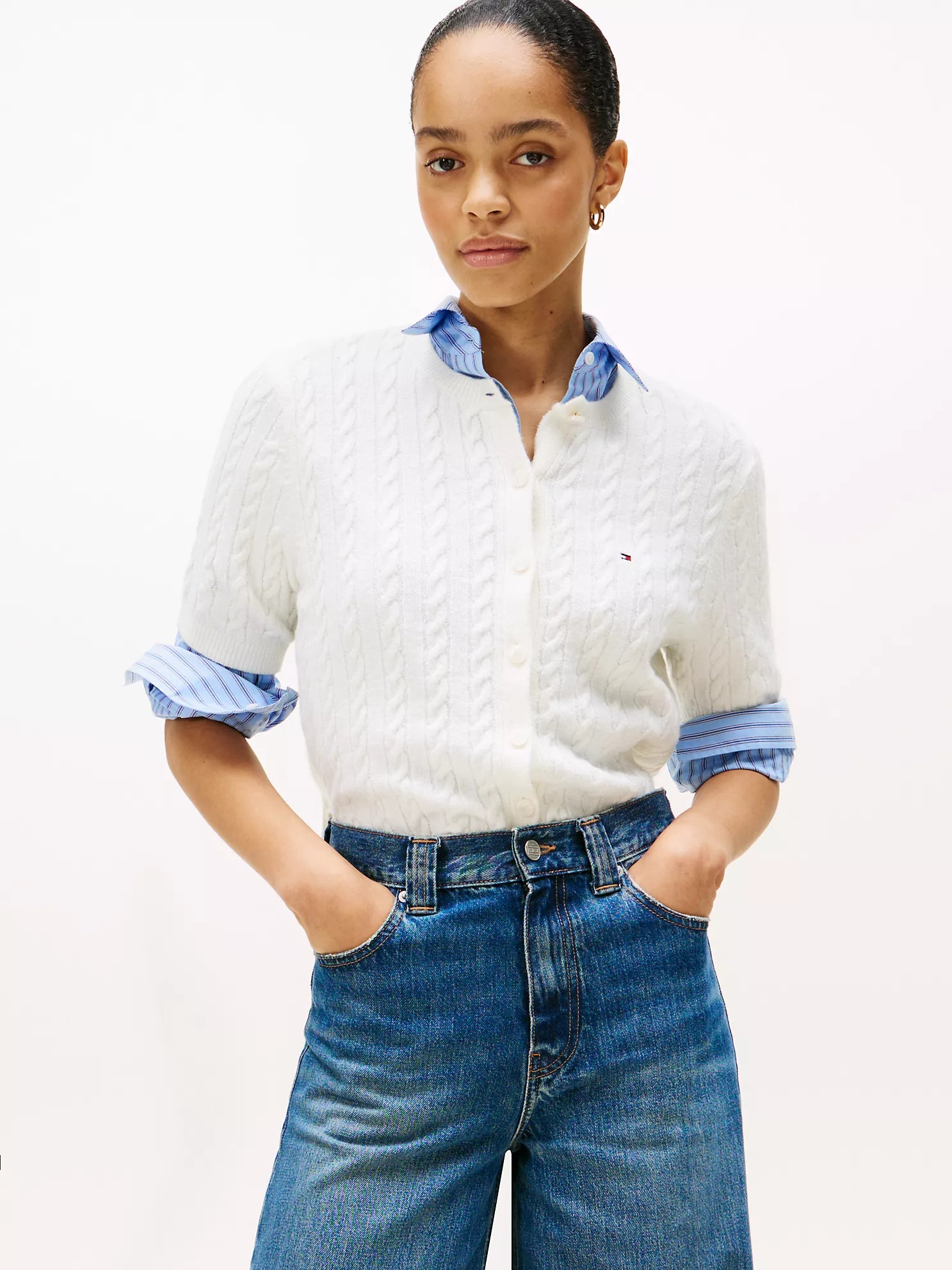 Tommy Hilfiger - Short-Sleeve Cable Knit Cardigan