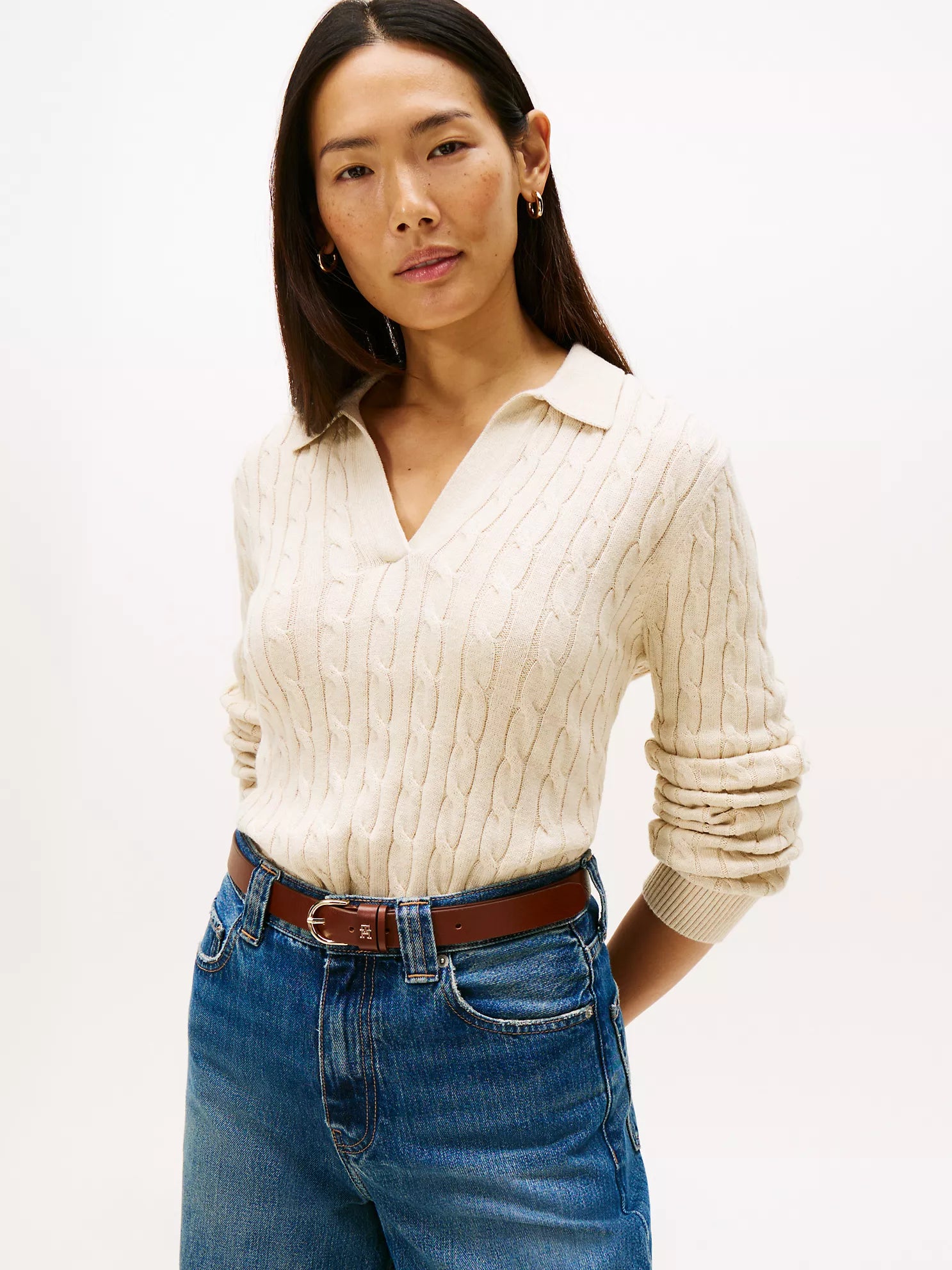 Tommy Hilfiger - Open Placket Cable Knit Sweater Polo