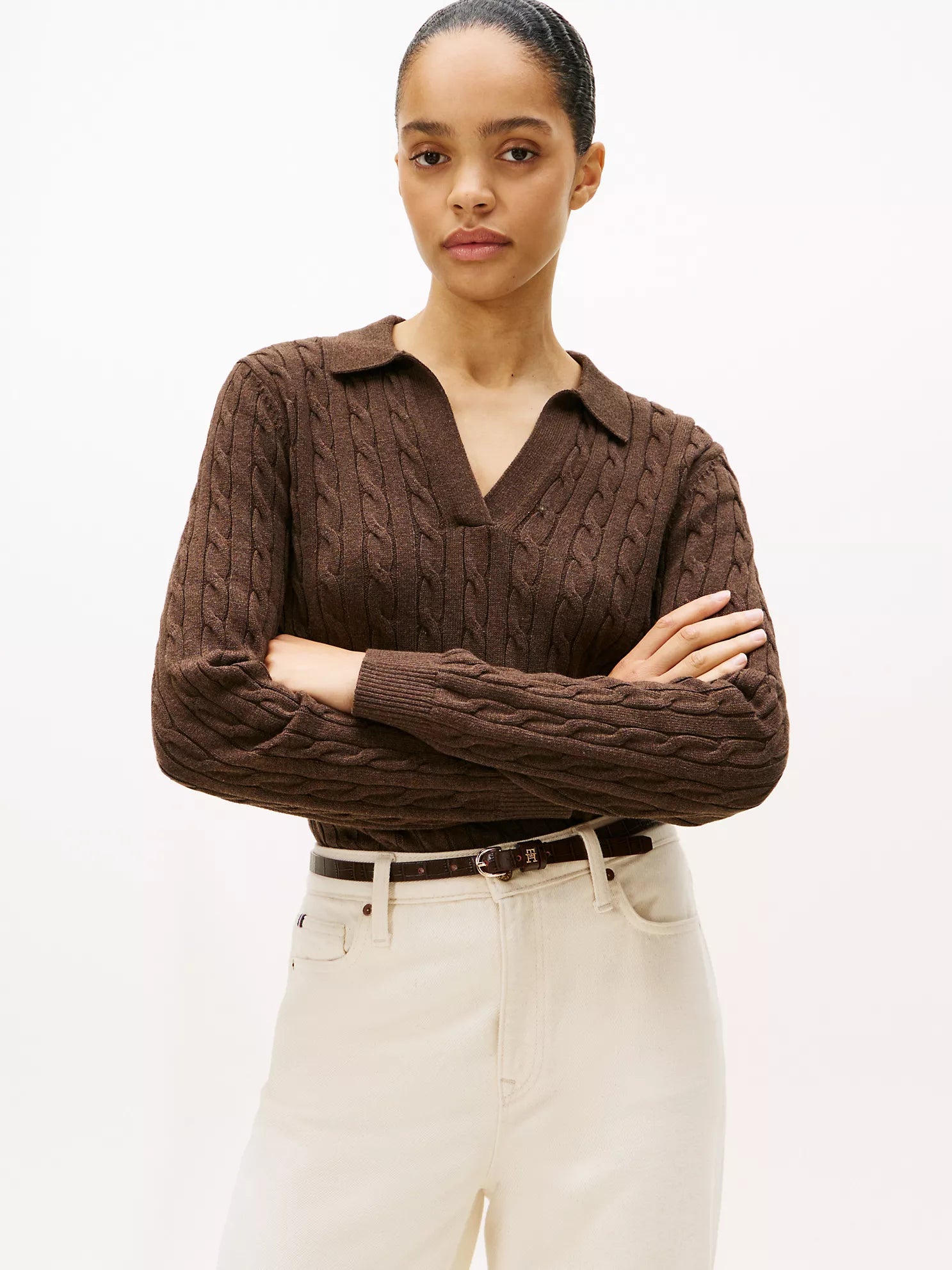 Tommy Hilfiger - Open Placket Cable Knit Sweater Polo