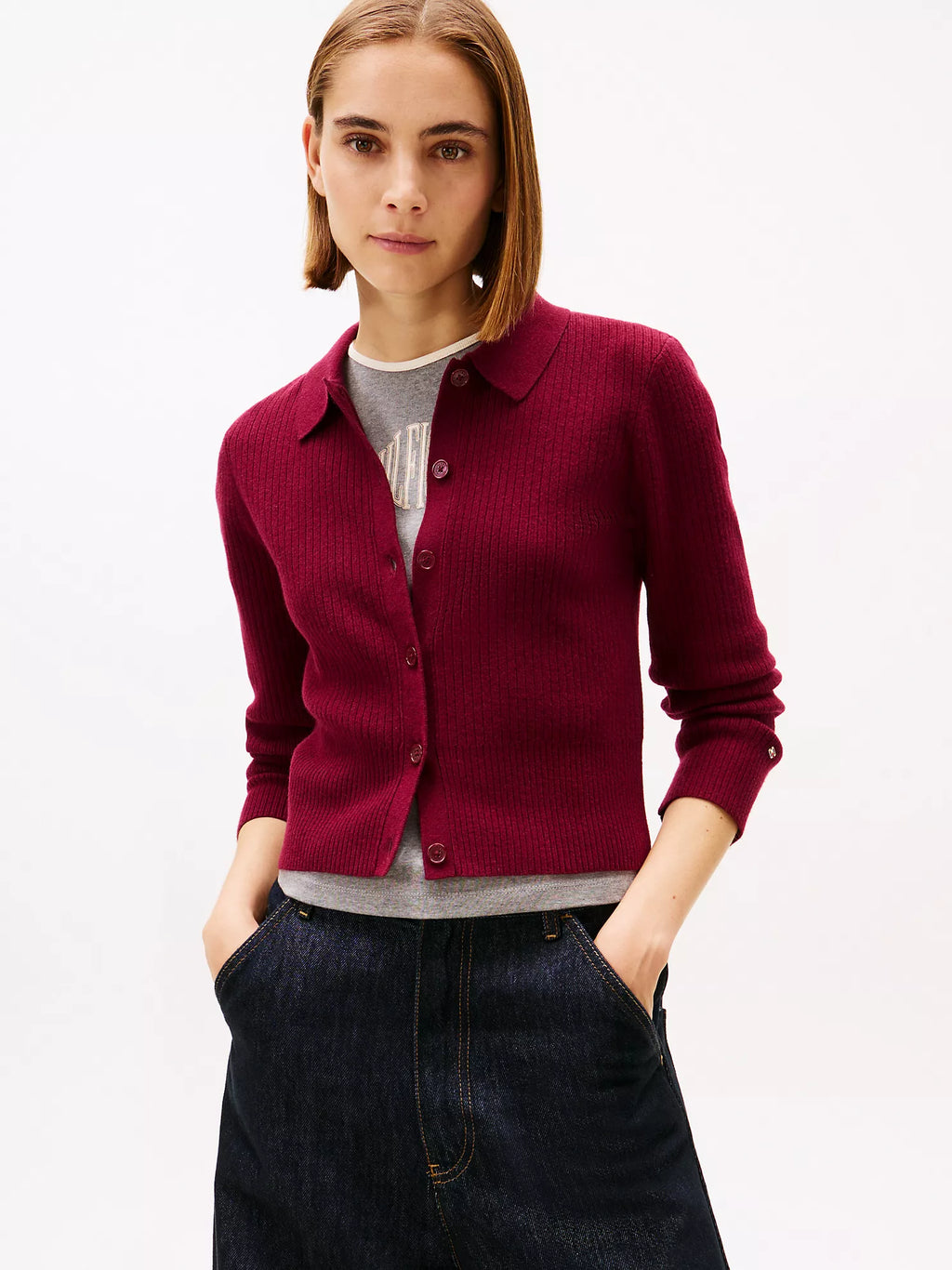 Tommy Hilfiger - Rib-Knit Polo Cardigan