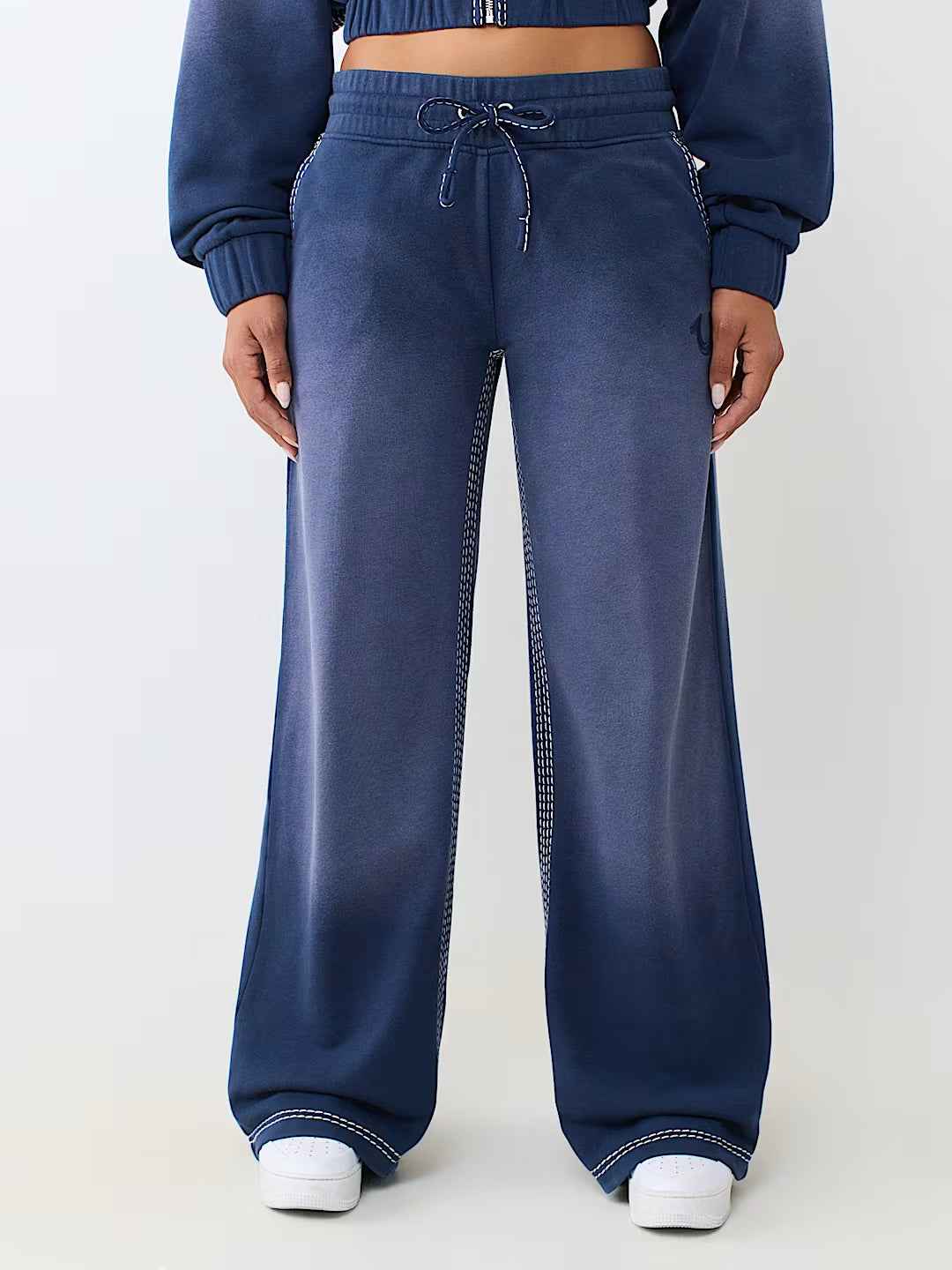 True Religion - Low Rise Super T Stitch Washed Straight Leg Pant