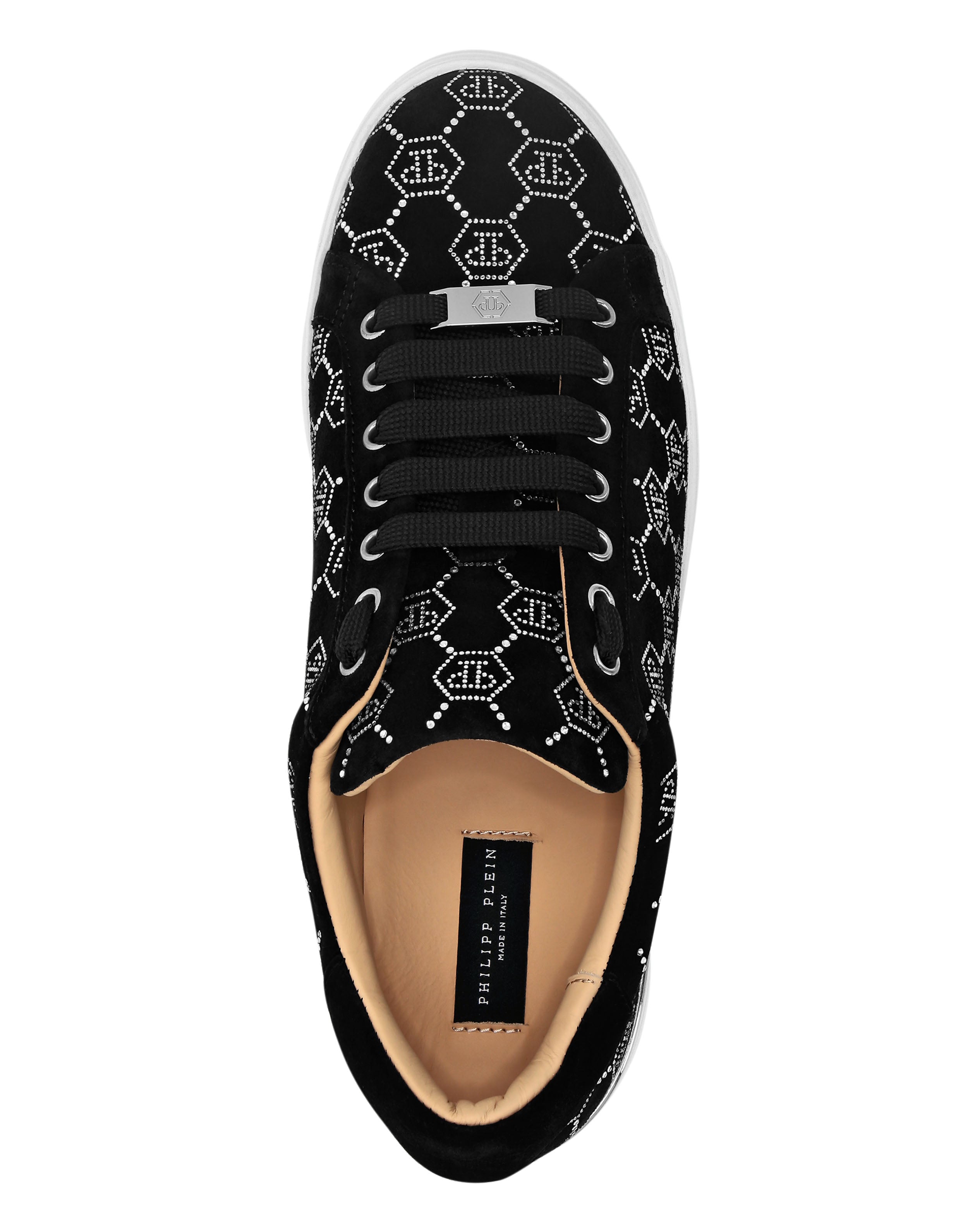 PHILIPP PLEIN  - Nappa Leather Lo-Top Sneakers Strass Monogram