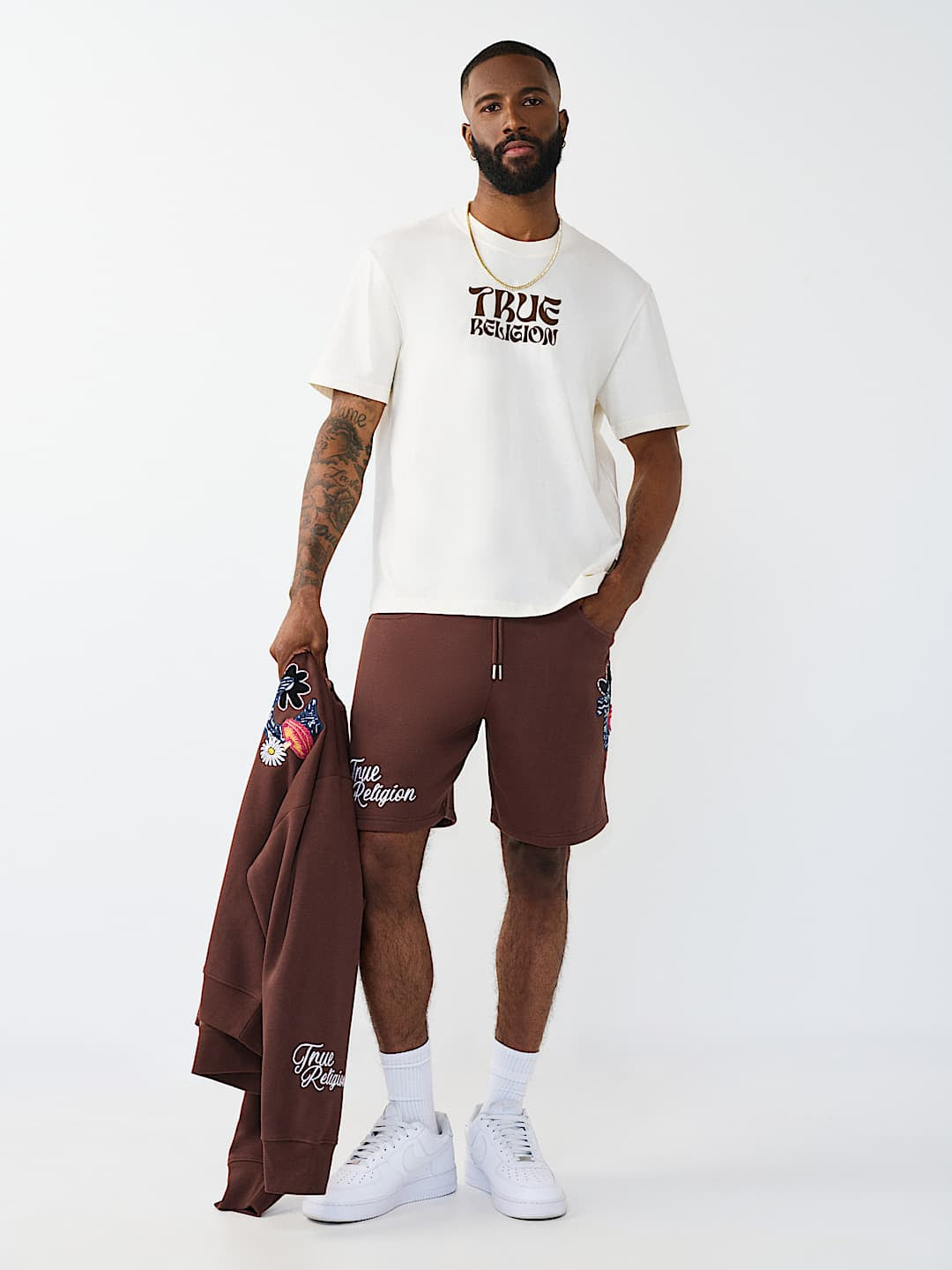 True Religion - Wavy Logo Buddha Face Graphic Tee