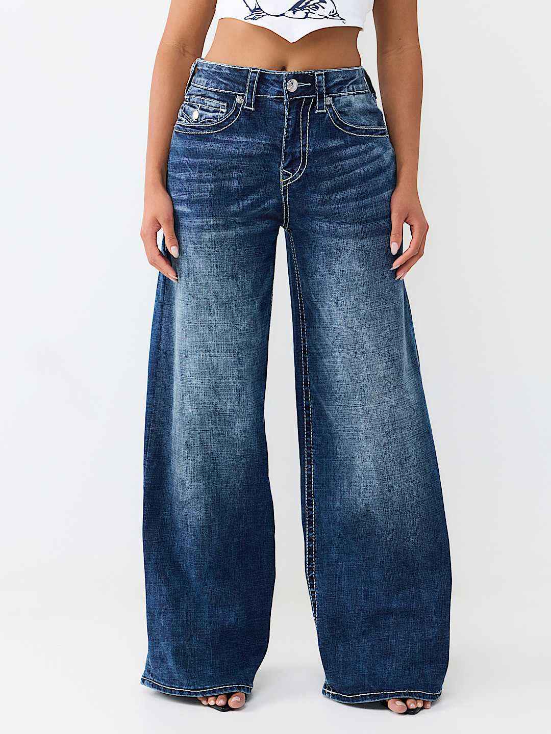 True Religion - jessie big t flap super baggy jean