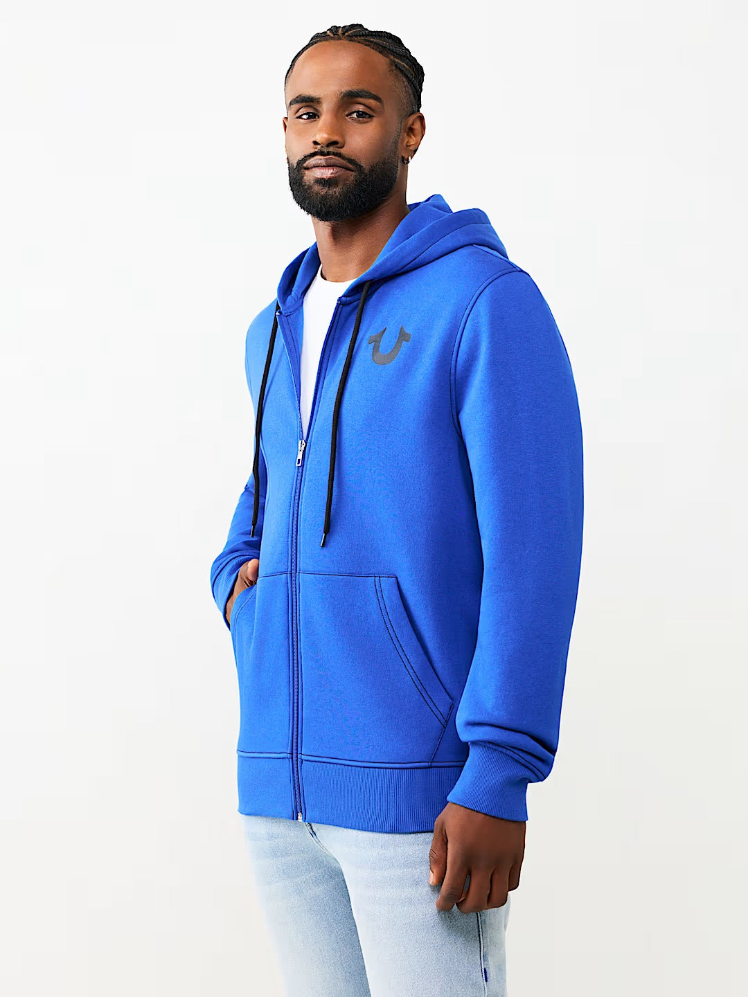 True Religion - Contrast Logo Zip Hoodie