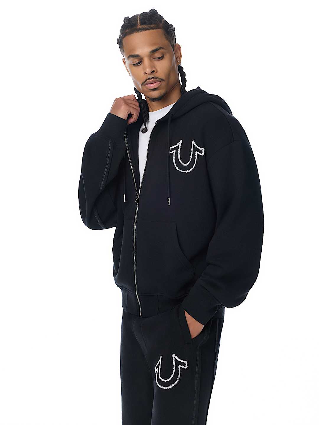 True Religion - Ribbed Boxy Zip Hoodie